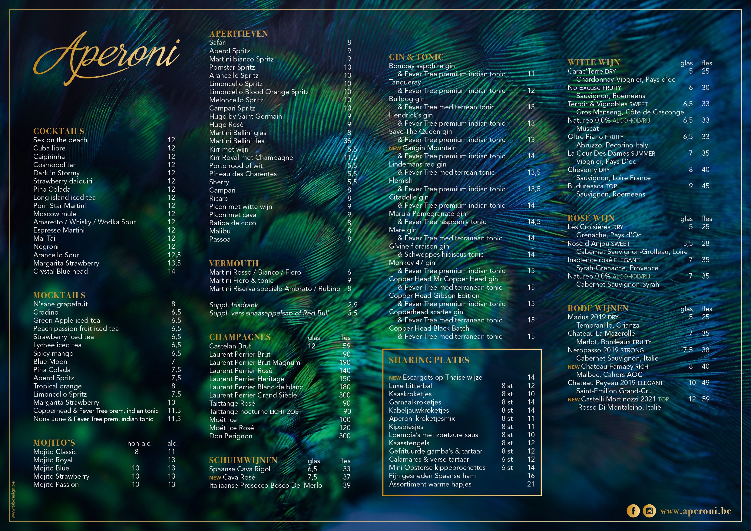 menukaart Aperoni